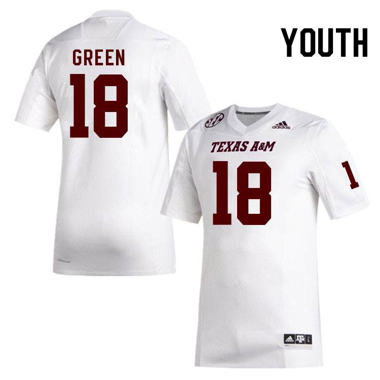 Youth #18 Donovan Green Texas A&M Aggies College Football Jerseys Stitched Sale-White